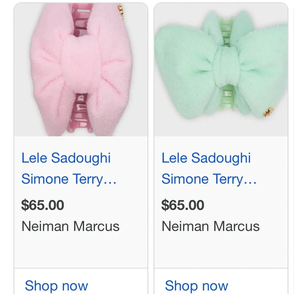 NWOT LELE SADOUGHI Simone Terry Cloth Claw Clip - Sea Glass